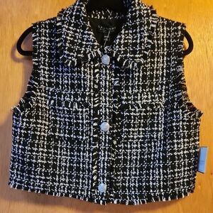 Laundry By Shelli Segal Black and White Tweed Vest